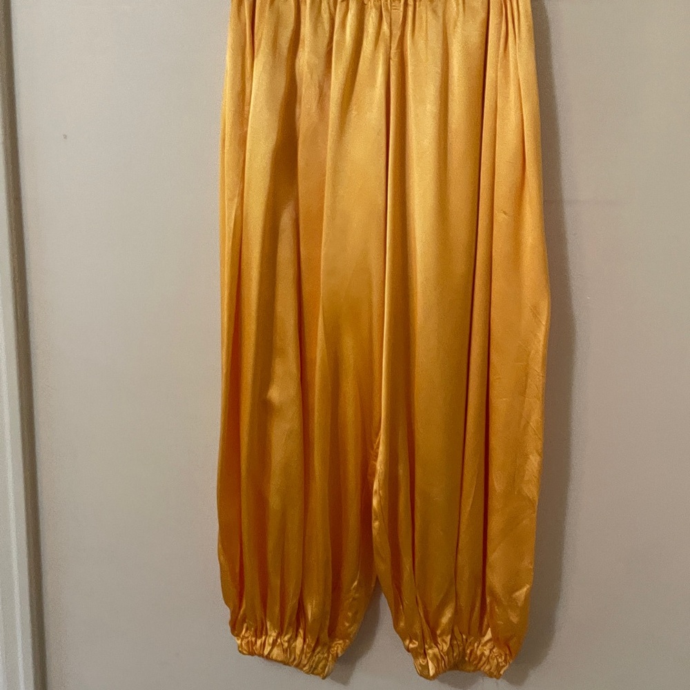 Vibrant Gold Satin Balloon Vintage Harem Pants